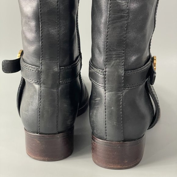 Tory Burch Bristol Riding Boots, Black Leather, Size 7.5 M - Picture 9 of 16